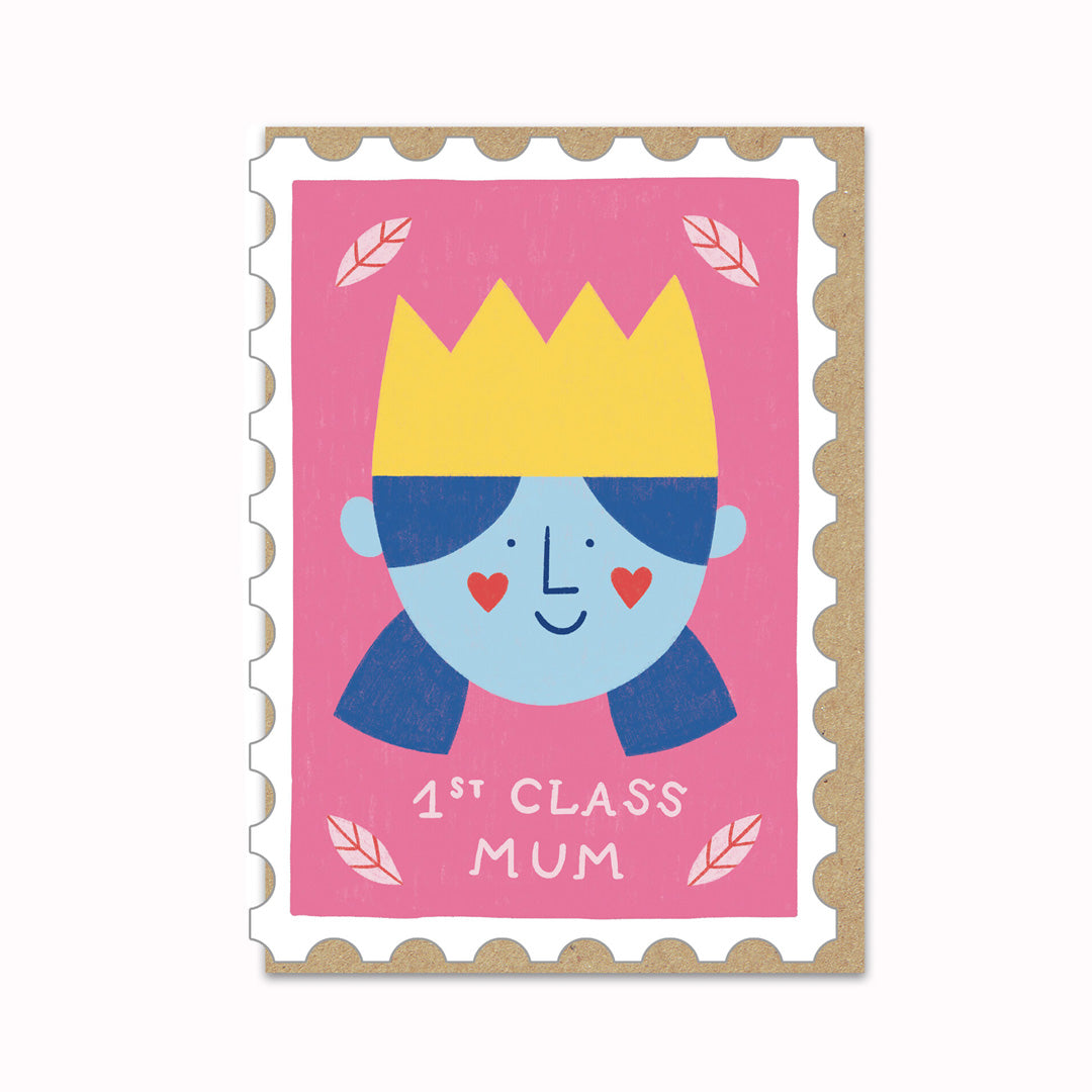 First Class Mum. This die-cut and super glossy card is sure to pop on any shelf! Our collaboration with French illustrator Marylou Chalon features cute designs in dazzling colours.