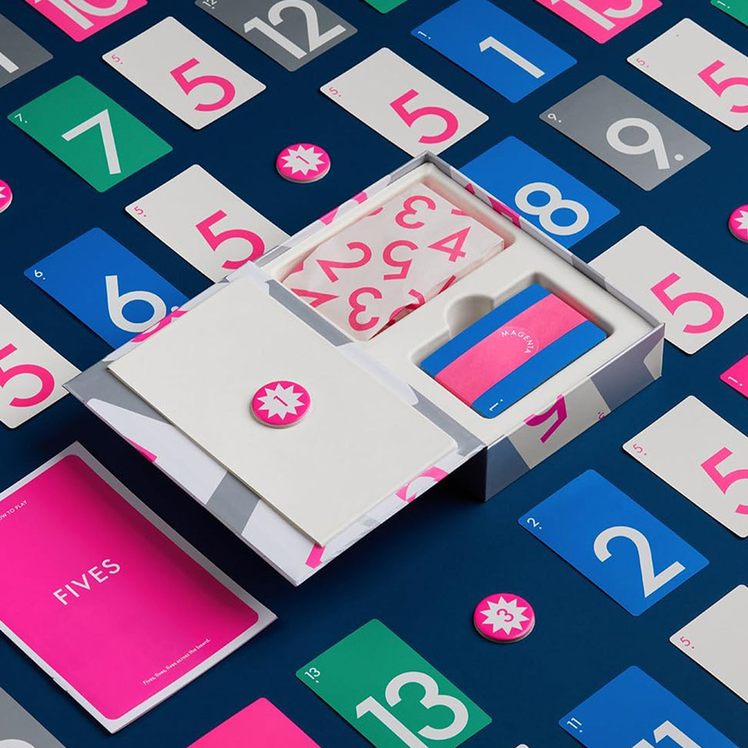 Fives is a fast, addictive card game where players race to build number combinations that add up to five. Lightweight, energetic, and easy to teach