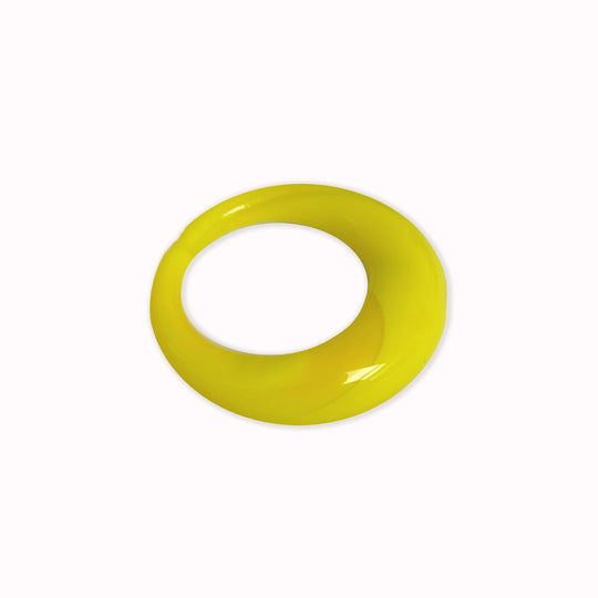 Flora is a bright yellow handblown glass ring, handmade by Eyland Jewellery, who produce contemporary and colourful pieces of costume jewellery.