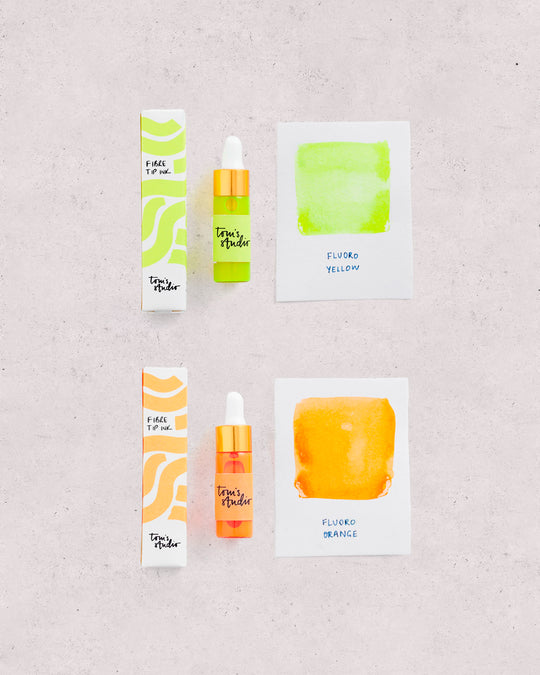 The Tom’s Studio Mini Highlighter Ink Set is designed to keep your Ori Highlighter in filled and ready to go, with punchy fluoro inks that cut cleanly through the page.