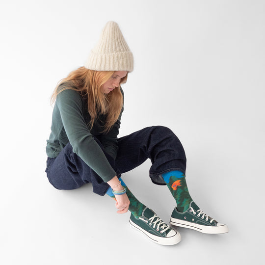 Illustrative and arty, fashion led socks! Bonne Maison have been producing high quality Egyptian cotton socks in Europe since 2012. Each seasonal collection tells stories in colour and pattern, and find their way onto the feet of new and loyal fans who will add the latest illustrative designs to their sock drawer.