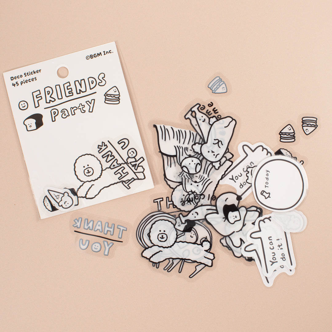 From Japanese stationery BGM Inc, the Friends themed die cut decorative stickers add a little character to organising your social plans. The pack contains 45 'friends' themed stickers for journalling, scrapbooking etc. Compact, charming and easy to use.
