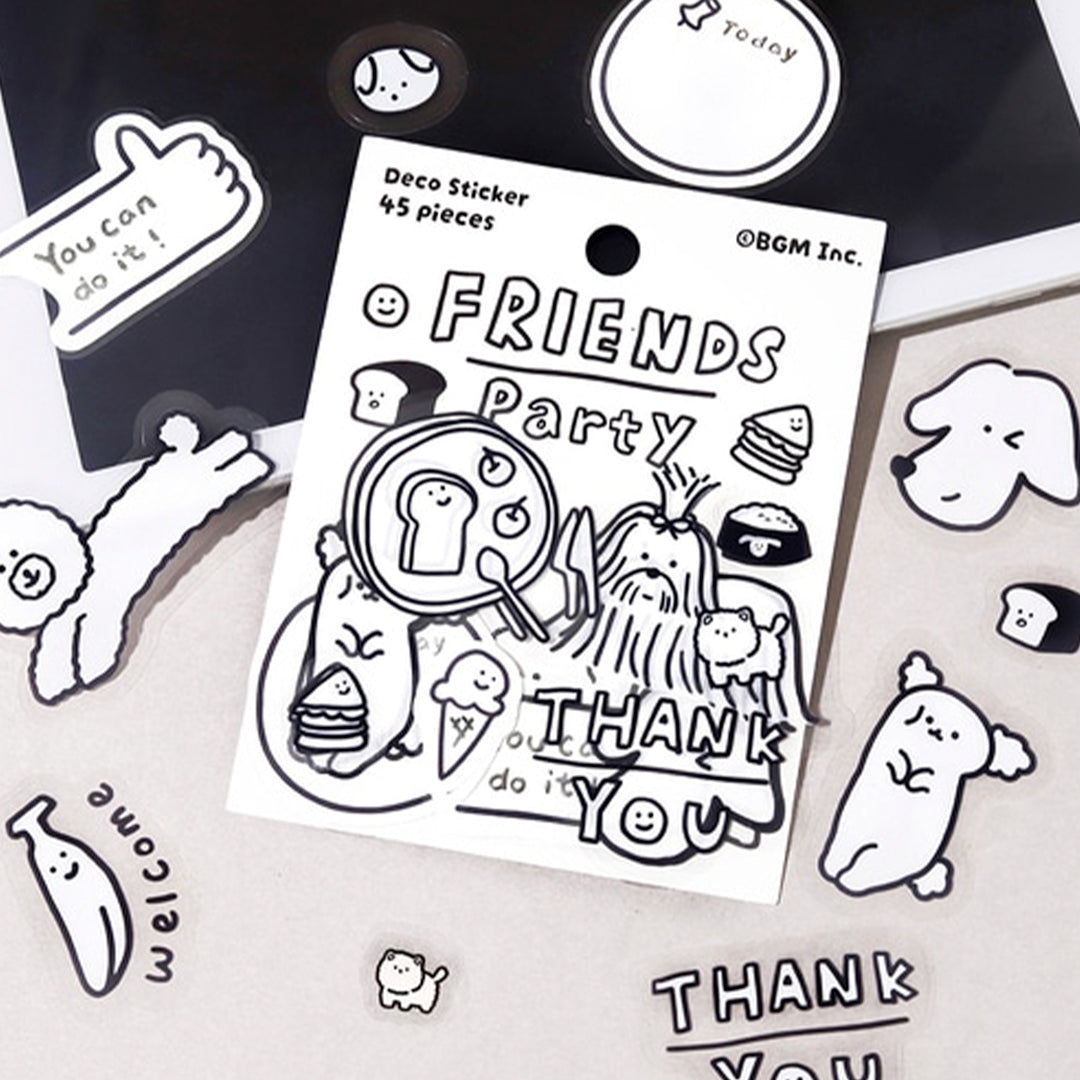 From Japanese stationery BGM Inc, the Friends themed die cut decorative stickers add a little character to organising your social plans. The pack contains 45 'friends' themed stickers for journalling, scrapbooking etc. Compact, charming and easy to use.