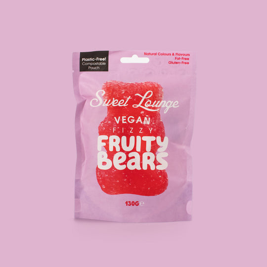 Vegan Fizzy Fruity Bears Plastic-Free Pouch – Plant-Based Gummies