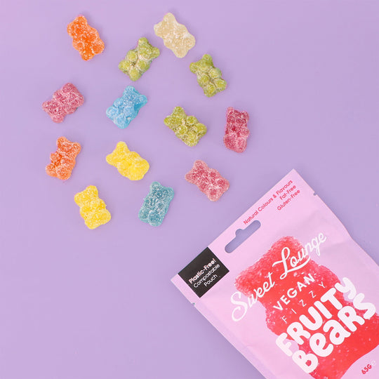 Vegan Fizzy Fruity Bears Plastic-Free Pouch – Plant-Based Gummies