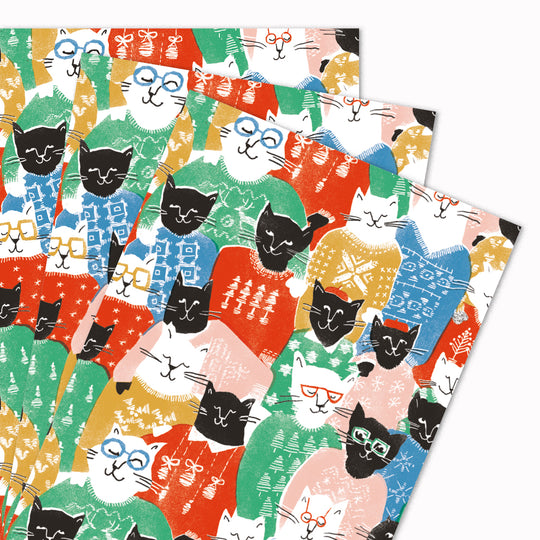 Christmas Gift Wrap | Xmas Cat Jumpers