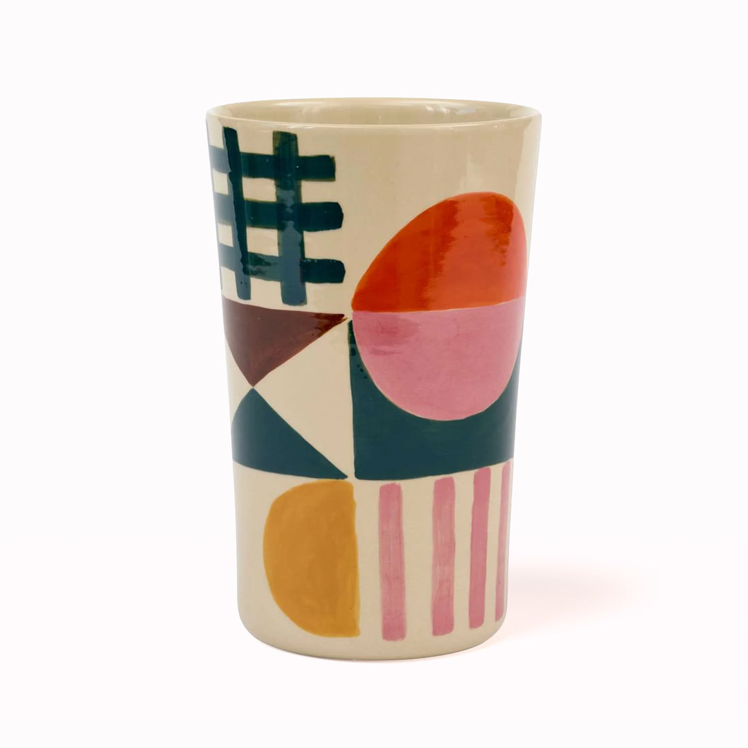 The Glypha Stoneware Vase is new for AW25 by Donna Wilson, and features a colourful abstract design in typical Donna Wilson style