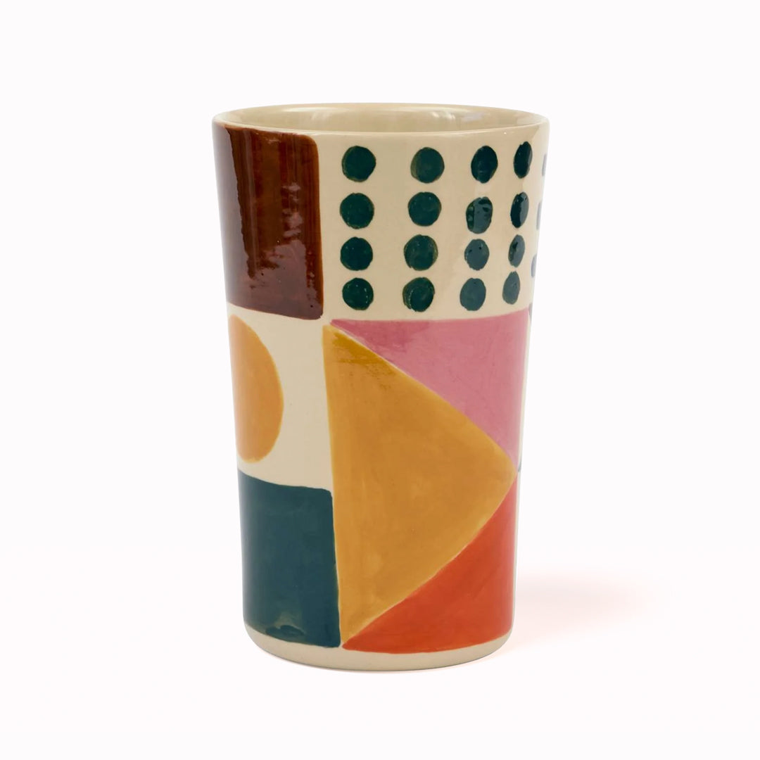 The Glypha Stoneware Vase is new for AW25 by Donna Wilson, and features a colourful abstract design in typical Donna Wilson style