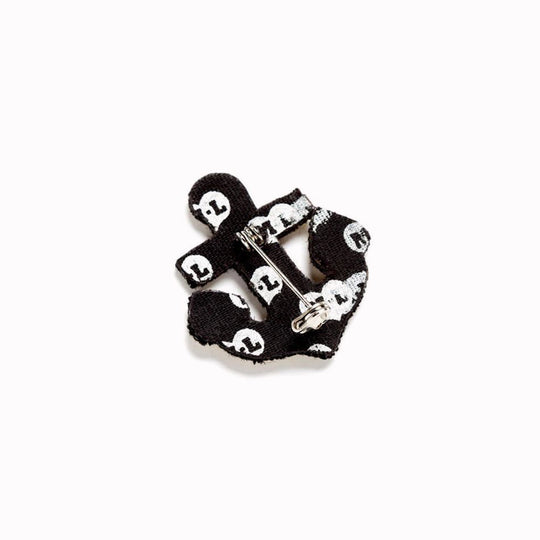 Hand-embroidered Golden Anchor lapel pin by Parisian fashion accessory brand Macon et Lesquoy. Measuring approximately 38mm by 30mm