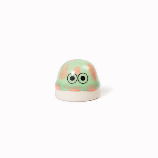 Inspired by Japanese Shinto beliefs that all objects have a soul each Familia Dot member is given life with a cute pair of eyes. They are hand-cast in solid, heavy white porcelain