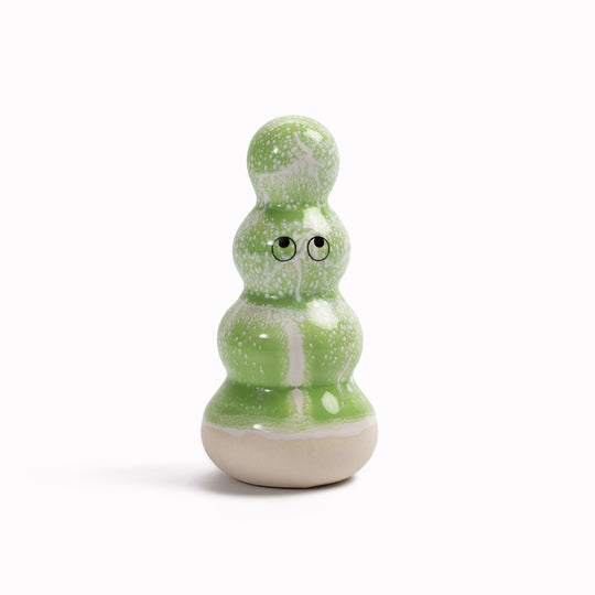 Meet Polo! Polo is a brightly coloured ribbed column and is a hand glazed ceramic figurine created as a close relative of the classic Arhoj Ghost.