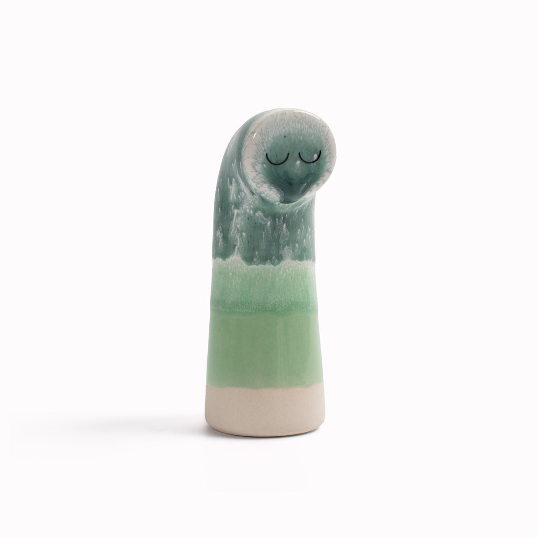 Meet Sabu! Sabu is periscope shaped and is a hand glazed ceramic figurine created as a close relative of the classic Arhoj Ghost.