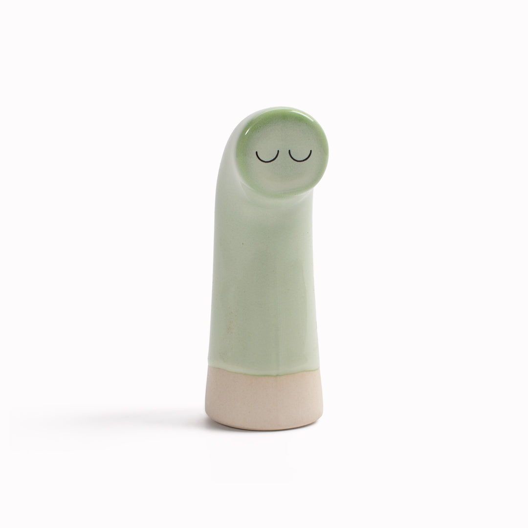 Meet Sabu! Sabu is periscope shaped and is a hand glazed ceramic figurine created as a close relative of the classic Arhoj Ghost.