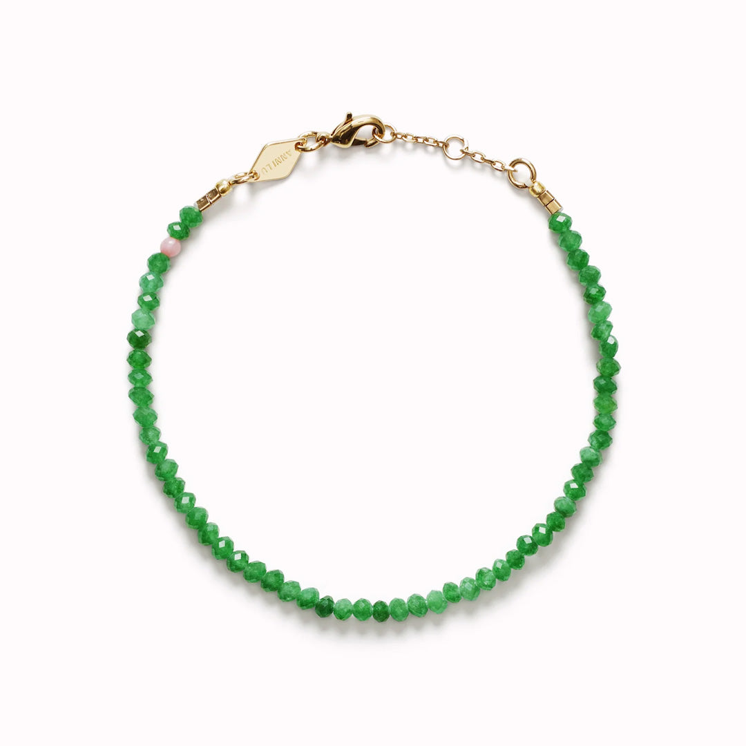 Tan Line Bracelet | 18ct Gold Plate | Green Jade