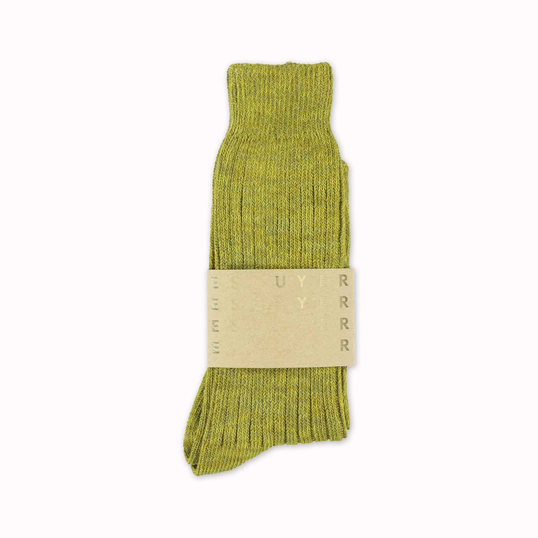 Moss Green Melange socks by Belgium based Escuyer. These socks are so comfortable! They are made from combed cotton twisted yarns giving them a soft touch and a vintage look