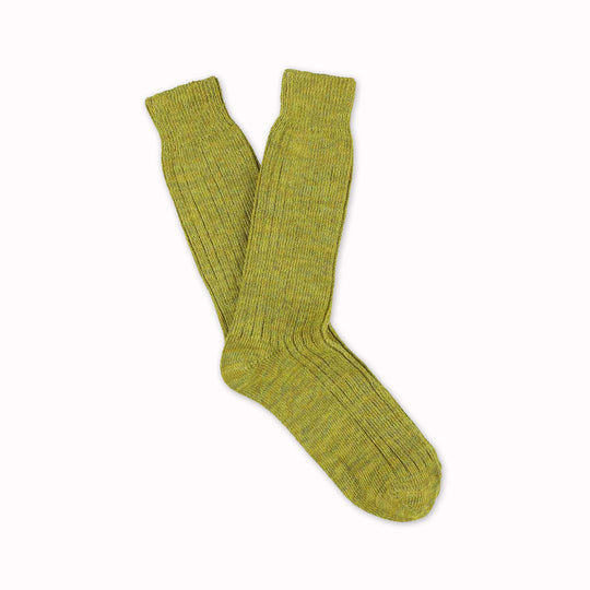 Moss Green Melange socks by Belgium based Escuyer. These socks are so comfortable! They are made from combed cotton twisted yarns giving them a soft touch and a vintage look