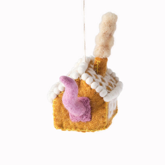 Gretel - Cat in a Gingerbread House | Felted Christmas Tree Decoration