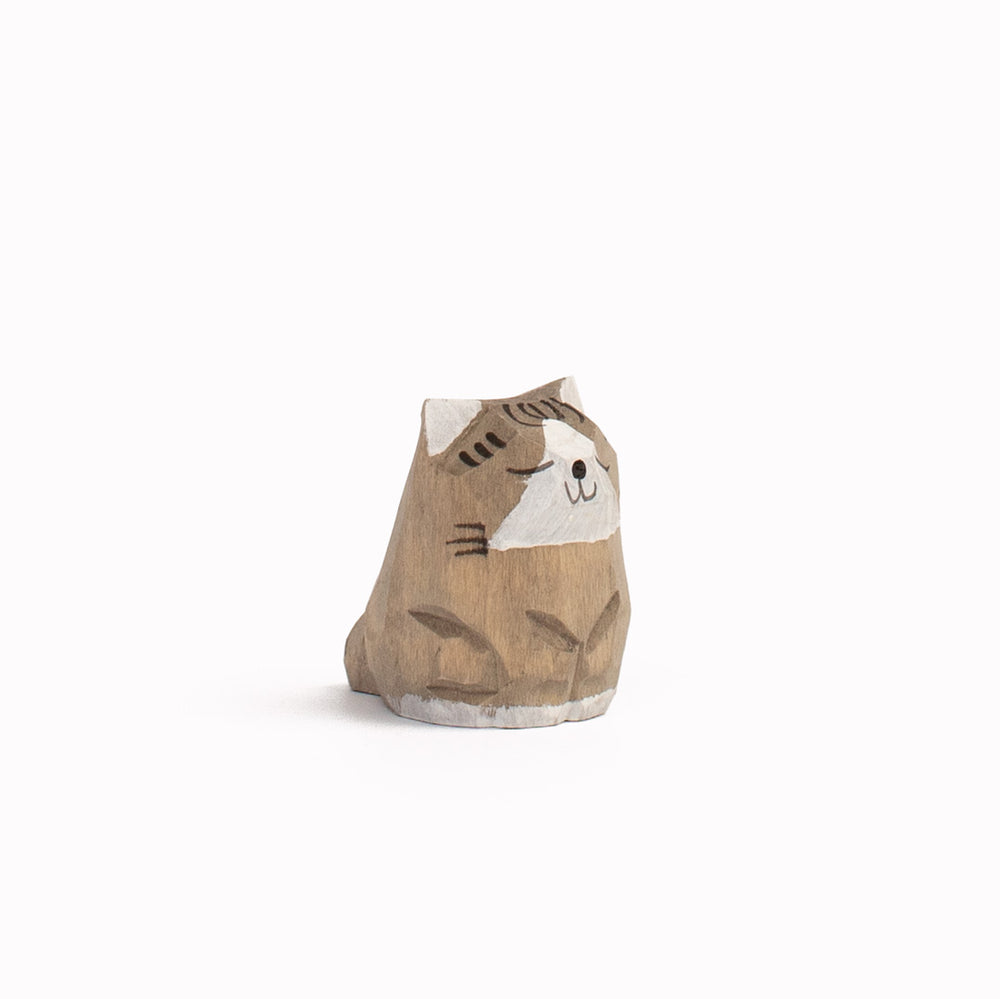 Sitting Cat | Handmade Wooden Animal | Grey