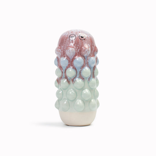Meet Mimi! Mimi is a barnacle encrusted, bobbly, hand glazed ceramic figurine created as a close relative of the classic Arhoj Ghost. 
