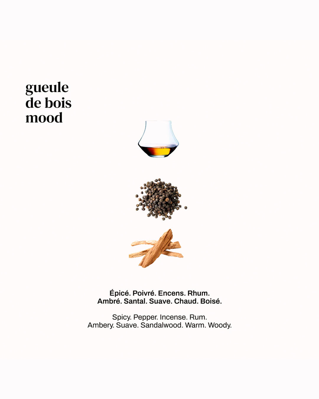 Gueule De Bois is a jokey title which in English would be 'a hangover.' This is néo santal, reworked into an intoxicating, but not overpowering rum.