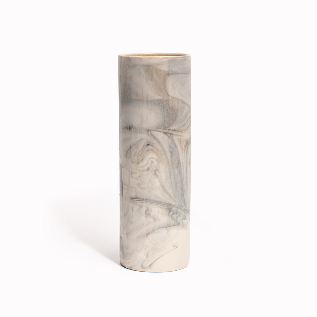Hand Glazed Cylinder Vase | Marble Series
