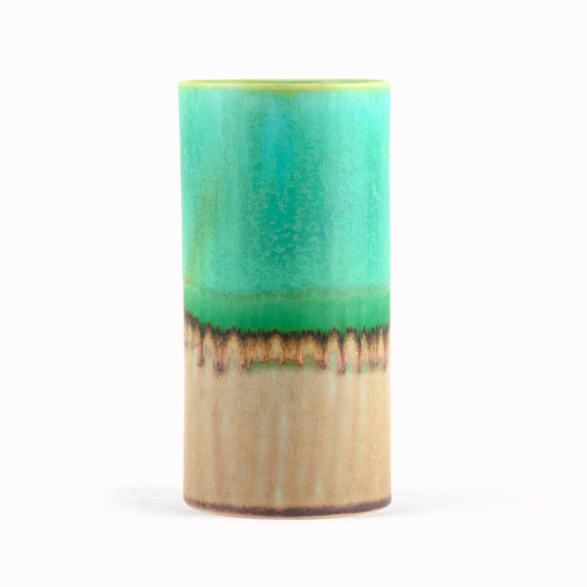 Hand Glazed XL Cylinder Vase | Jade+Natural