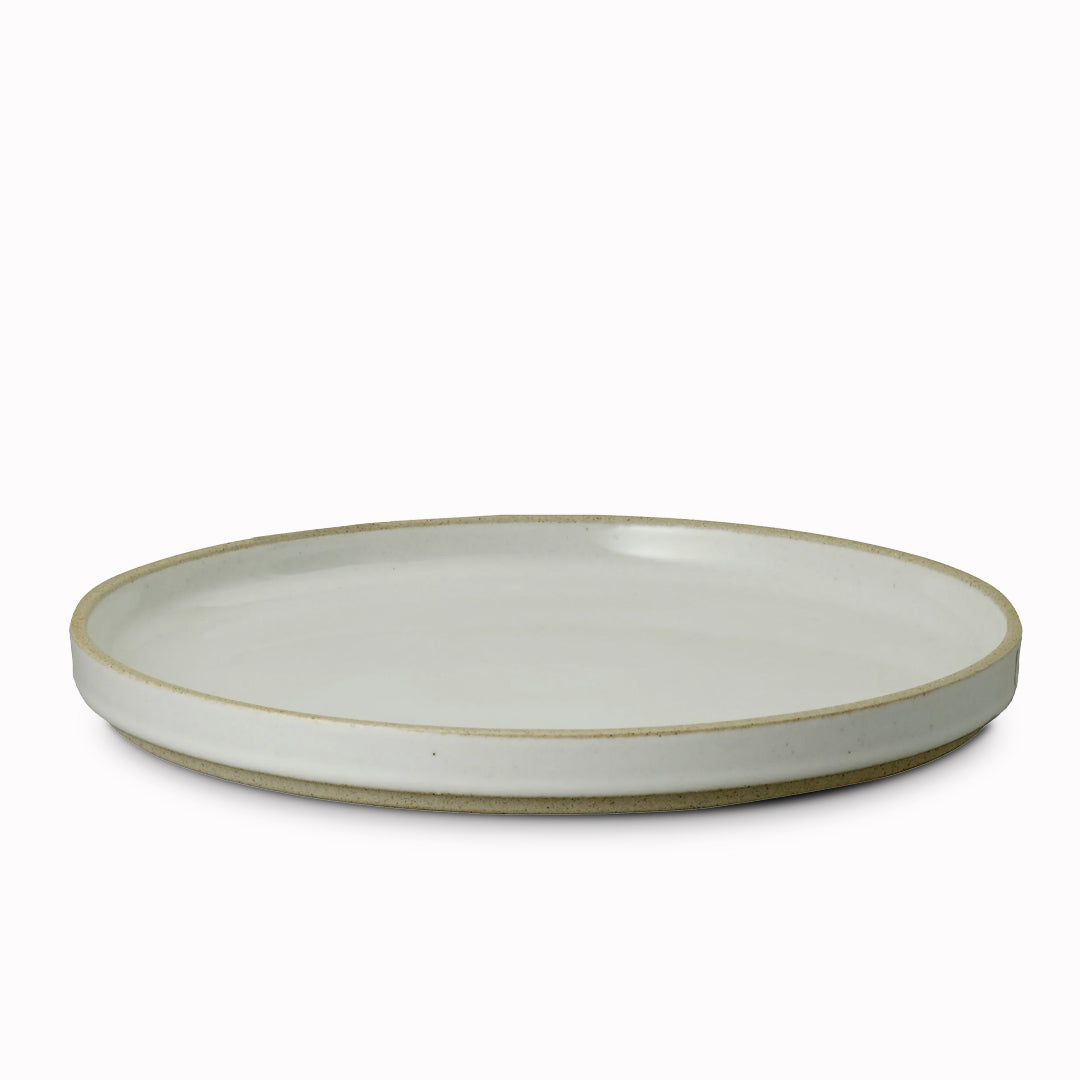 Gloss grey porcelain plate by Hasami Porcelain is a modern Japanese minimal design, stackable serving plate with high rimmed edge