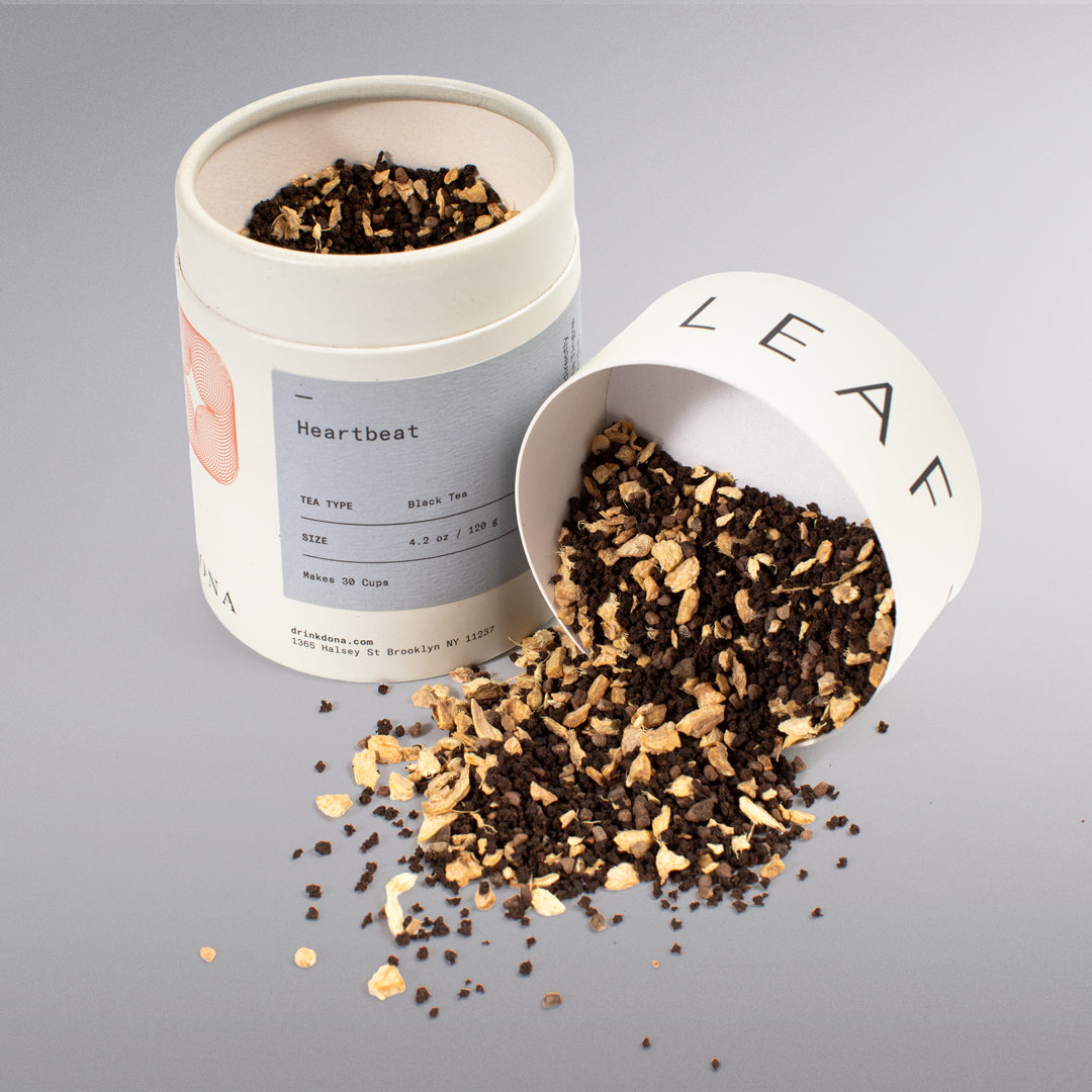 Heartbeat Loose Leaf Black Tea from Dona is a bold black tea layered with warming spice for a fuller, more dynamic cup.