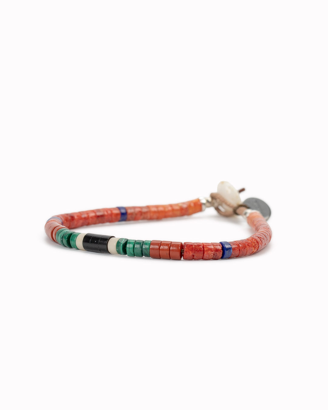 Heishi Beads Bracelet | Coral x Malachite