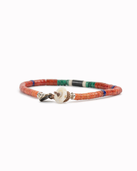 Heishi Beads Bracelet | Coral x Malachite