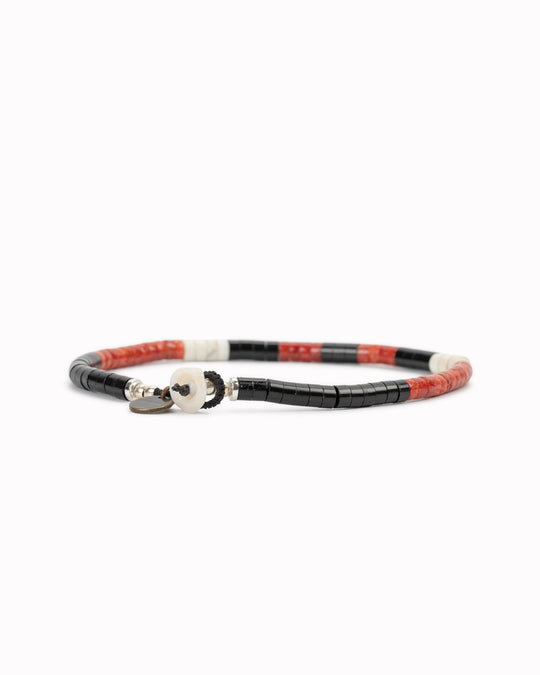Heishi Beads Bracelet | Jet x Coral