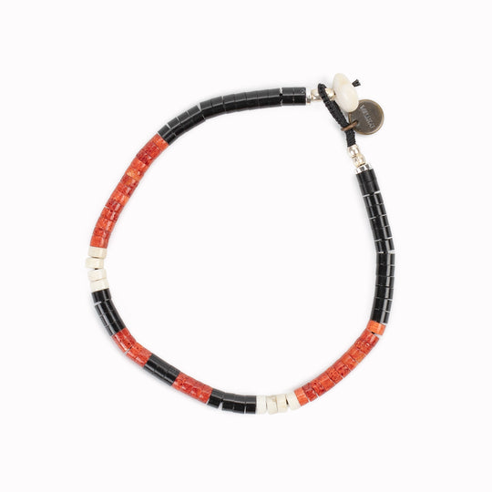 Heishi Beads Bracelet | Jet x Coral