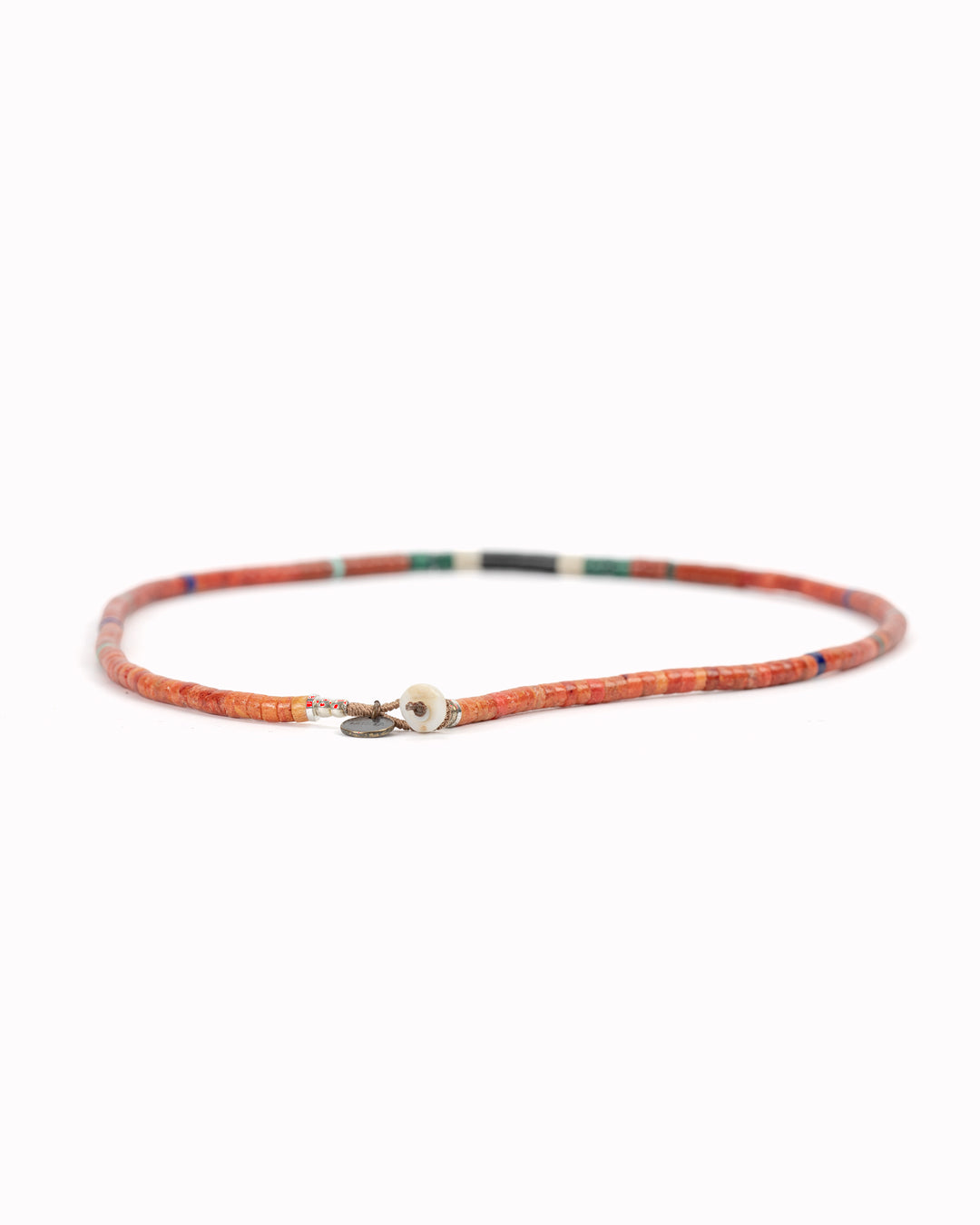 Heishi Beads Necklace | Coral x Malachite