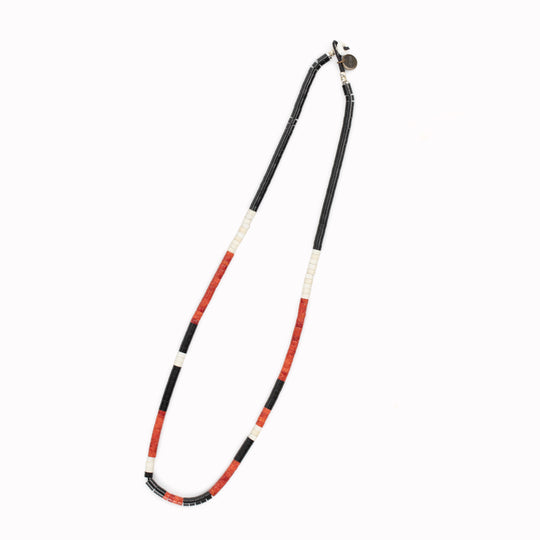 Heishi Beads Necklace | Jet x Coral