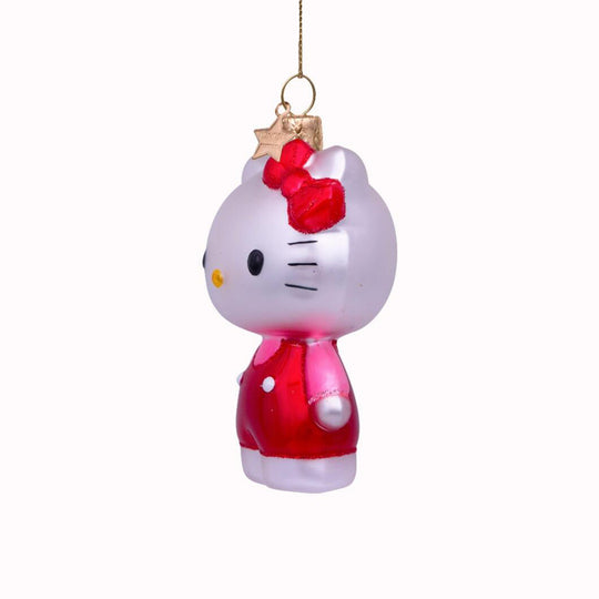 Inject some sparkly fun into your Christmas tree with this hand painted and mouth blown glass Hello Kitty Pink Pantsuit ornamental Christmas tree decoration by Vondels
