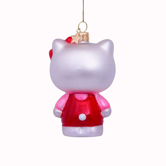 Inject some sparkly fun into your Christmas tree with this hand painted and mouth blown glass Hello Kitty Pink Pantsuit ornamental Christmas tree decoration by Vondels