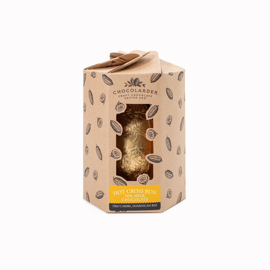 Is it really Easter without a hot cross bun in the morning? It’s a ritual in many homes, so Chocolarder have channelled that familiar comfort into an egg made for smaller Easter moments.