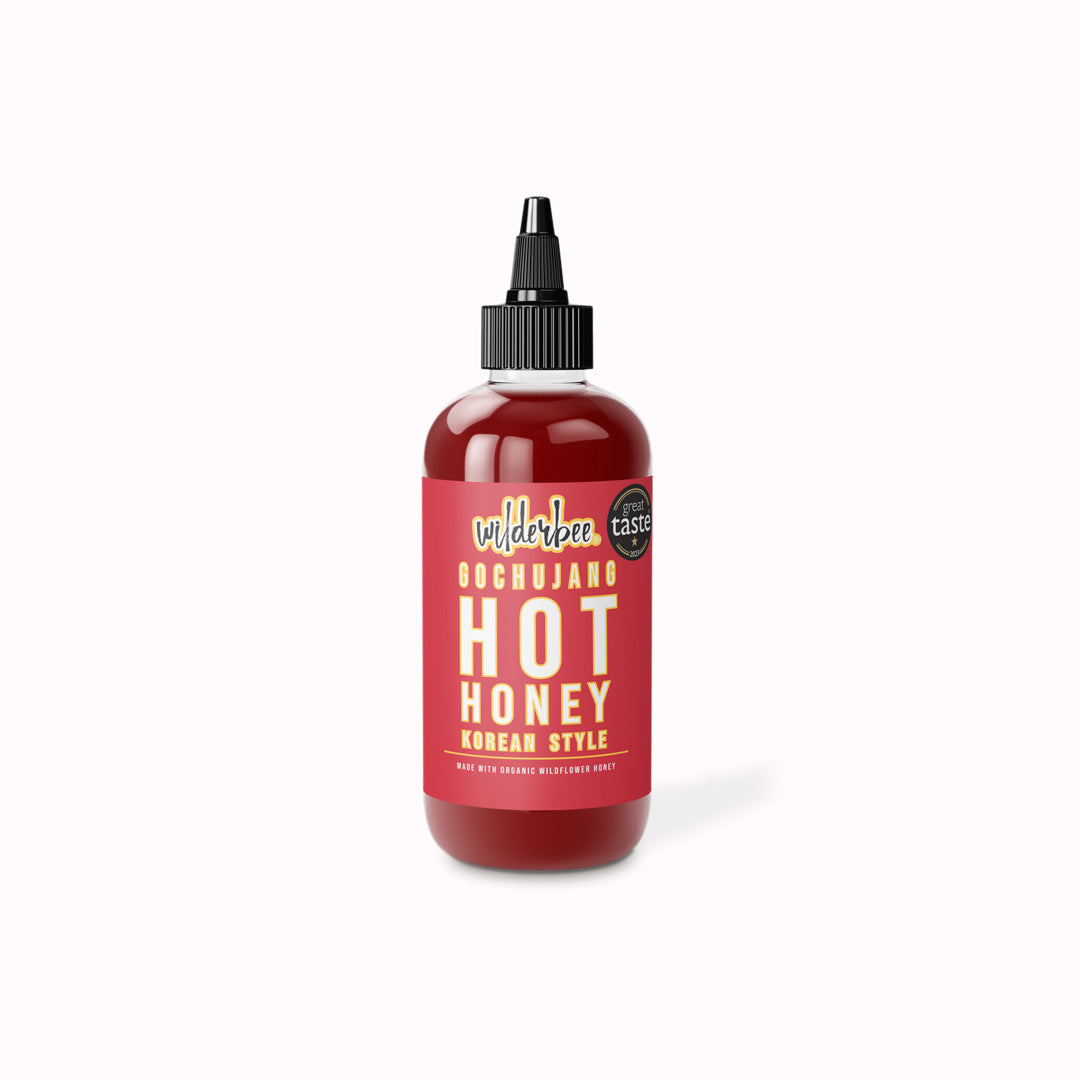 Produced with an ethically farmed, bee-friendly, organic wildflower honey, and infused with a fruity, fiery blend of sustainably grown fresh scotch bonnet chillies - combined with a traditional fermented Korean Gochujang for a sweet, spicy, umami kick