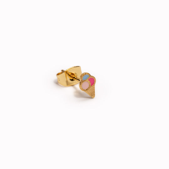 Ice Cone | Single Stud Earring | 18ct Gold Plate