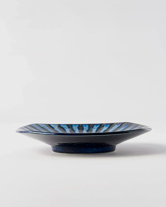 18cm square plate with a pretty indigo blue 'drip' effect glaze to mix and match in with your tableware collection.