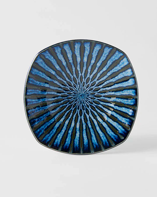 18cm square plate with a pretty indigo blue 'drip' effect glaze to mix and match in with your tableware collection.
