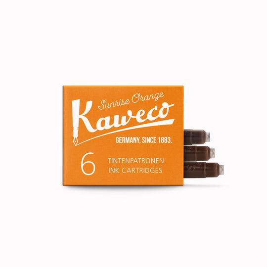 Pack of 6 orange Ink Cartridge Refills From Kaweco | Famed for their pocket-sized rollerballs and mechanical pencils, Kaweco have been designing and manufacturing precision writing implements since 1889.