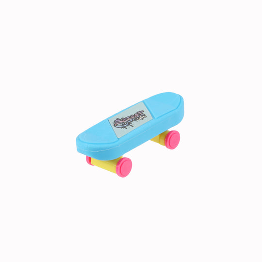 novelty skateboard shaped eraser in assorted colours - ideal as a stocking filler or homemade Christmas cracker gift for teenagers.