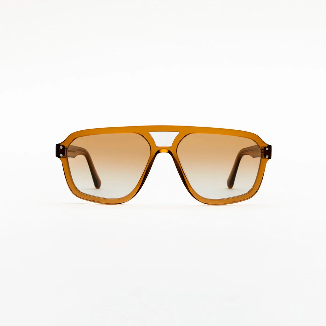Retro, vintage 1970's style large aviator style cola brown framed sunglasses with an gradient brown lens colour