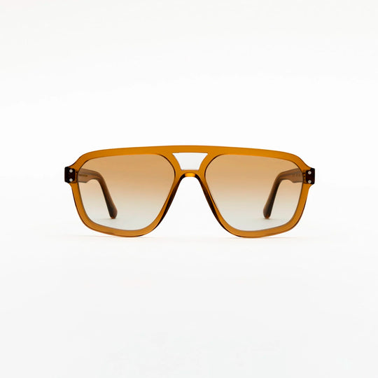 Retro, vintage 1970's style large aviator style cola brown framed sunglasses with an gradient brown lens colour