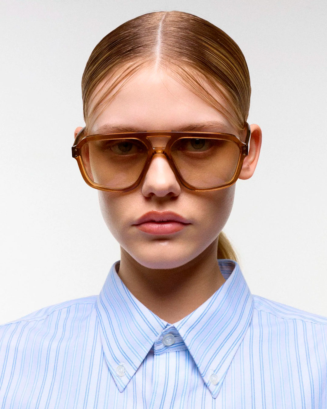 Retro, vintage 1970's style large aviator style cola brown framed sunglasses with an gradient brown lens colour