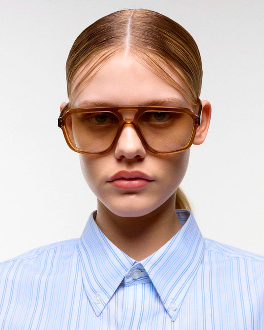 Retro, vintage 1970's style large aviator style cola brown framed sunglasses with an gradient brown lens colour