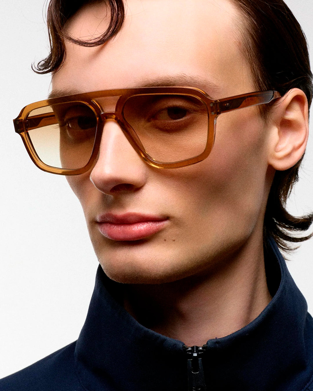 Retro, vintage 1970's style large aviator style cola brown framed sunglasses with an gradient brown lens colour
