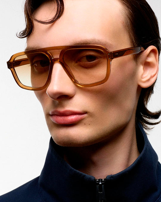 Retro, vintage 1970's style large aviator style cola brown framed sunglasses with an gradient brown lens colour