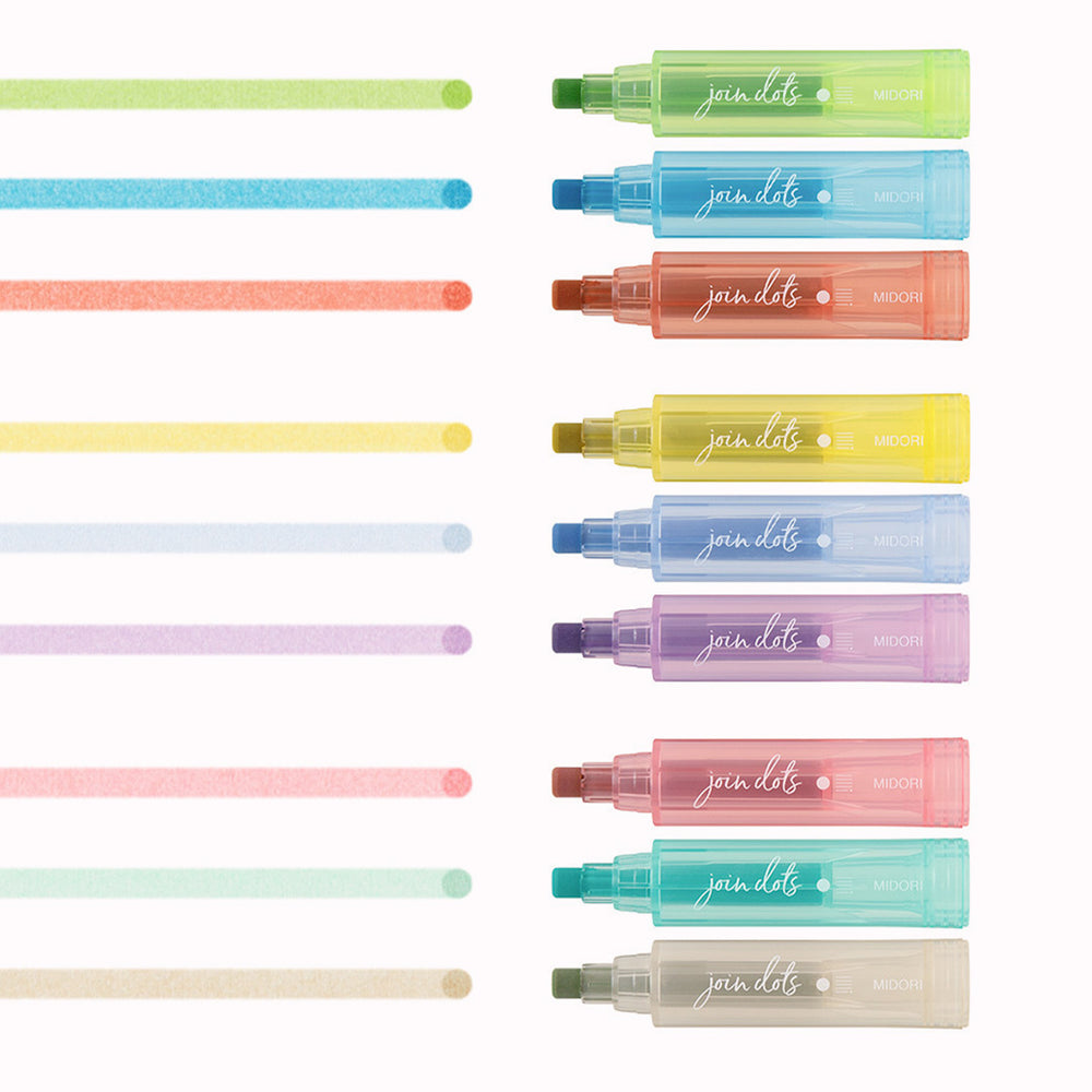 The right tone pack has 3 sets of 3 colours from the bright, pastel and milky Midori colour-way which allows you to effectively colour code your journal for easy reference.